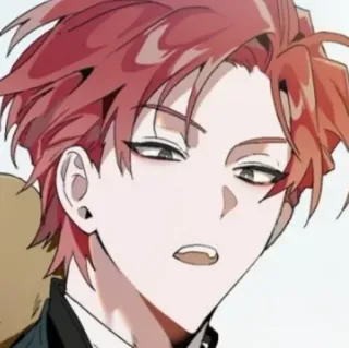🥀 anime, personaje, retrato, cara, hombre, pelo rojo telegram sticker