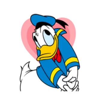 ❤ Donald Duck hoạt hình, vịt, disney, nhân vật, tình yêu, trái tim telegram sticker