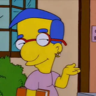 🌿 Milhouse Van Houten The Simpsons cartoon, animation, tv show, Milhouse, The Simpsons, character, glasses telegram sticker