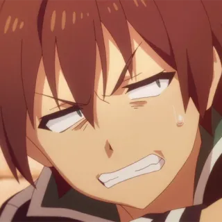 🛡 Kazuma KonoSuba 动漫, 汗, 生气, 和真, 为美好的世界献上祝福 telegram sticker