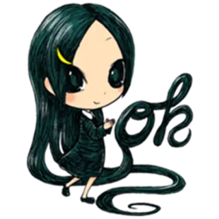 👍 OK чиби, аниме, мультфильм, милый, девушка, ок, приветствие telegram sticker