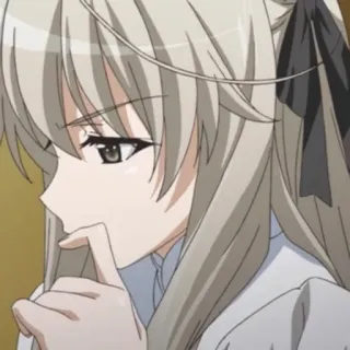 🥛 anime, girl, portrait, pensive, thinking, cute, cartoon telegram sticker