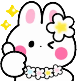 ⭐ 토끼, 꽃, 귀여운, 반짝이, 반짝임 telegram sticker