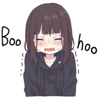 😭 Boo hoo плач, грустно, аниме, девушка, слезы, эмоциональный telegram sticker