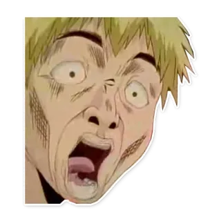 😱 Anime, Cara, Impacto, Expresión, Dibujos animados, Divertido whatsapp sticker