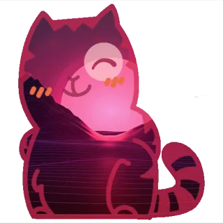 😊 cartone animato, gatto, gattino, tramonto, montagne, retrò, animale telegram sticker