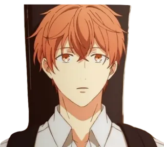 😐 anime, kartun, potret, rambut oranye, pria telegram sticker