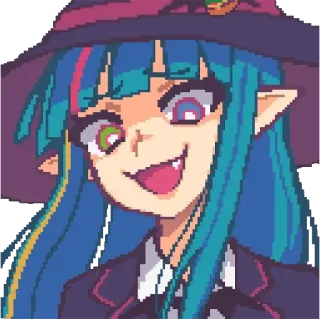 😃 witch, halloween, anime, elf, portrait, female, cartoon telegram sticker