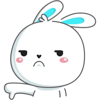 👎 Hase, süß, Aufkleber, Daumen runter, Daumen runten, Cartoon telegram sticker