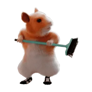 😍 Hamster, Besen, Reinigung, Tier, Nagetier telegram sticker