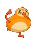🤓 kiwi, pássaro, animal, desenho animado, laranja, acenando telegram sticker