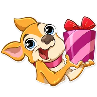 🎁 chien, chihuahua, cadeau, présent, fête, joyeux whatsapp sticker