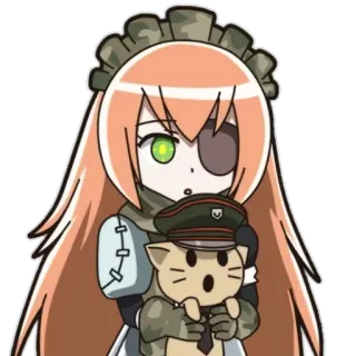 😮 anime, military, girl, hat, toy, chibi telegram sticker