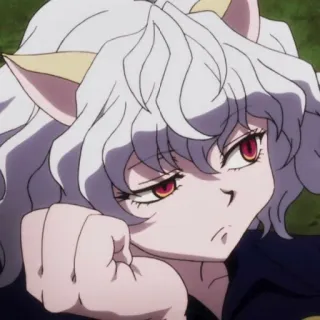 🐱 Neferpitou Hunter x Hunter อนิเมะ, แมว, ผมขาว, ตาสีแดง, เนเฟอร์ปิโต้ telegram sticker