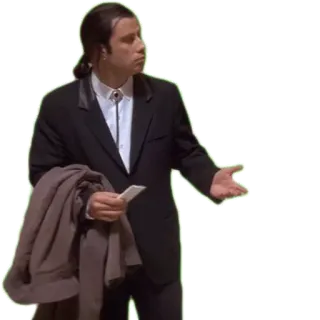 😯 Vincent Vega Pulp Fiction film, confuso, John Travolta, Pulp Fiction telegram sticker
