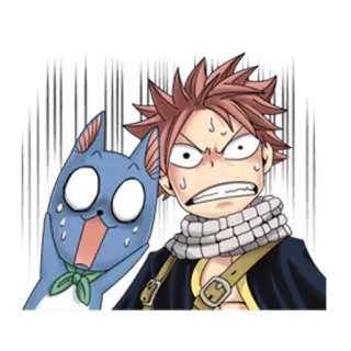 😱 Natsu Dragneel Fairy Tail Anime, Fairy Tail, Natsu Dragneel, Happy, Assustado, Preocupado telegram sticker