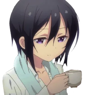 ☕ Anime, Garota, Fofa, Cansada, Café telegram sticker