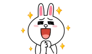 😍 Brown Line Friends Line Friends, Brown, кролик, взволнованный, счастливый, милый, мультфильм whatsapp sticker