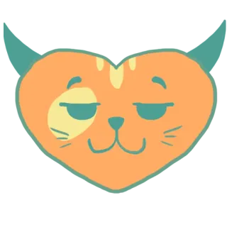 😈 gato, coração, fofo, animal, animal de estimação, amor, laranja, adesivo whatsapp sticker