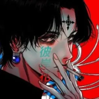 😙 彼岸 anime, character, smoking, cigarette, illustration, manga whatsapp sticker