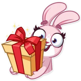 🎁 conejo, animal, regalo, lindo, mono, feliz, dibujos animados telegram sticker
