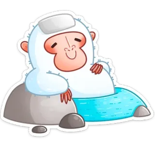 🛀 Снежная обезьяна, Обезьяна, Релакс, Зима, Животное, Милый telegram sticker