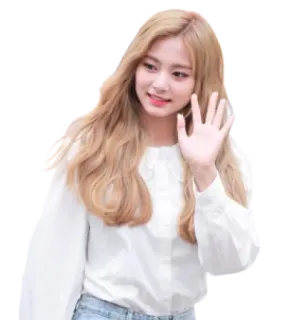 👋 Frau, blonde Haare, Porträt, Welle, Person, fröhlich telegram sticker
