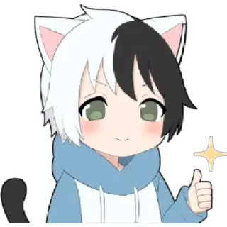 👍 anime, cat, cute, thumbs up, sticker, manga telegram sticker