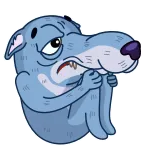 😒 wolf, verdrietig, dier, cartoon, depressief telegram sticker