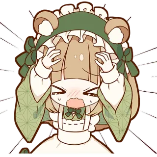 😫 Anime-Mädchen, Used-Look, süß, Kopfbedeckung, Illustration whatsapp sticker