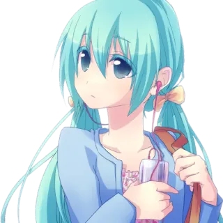🙂 애니메이션 소녀, 만화, 캐릭터, 이어폰, 음악, 귀여운 whatsapp sticker