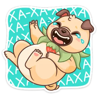 😂 ХА-ХА-ХА 개, 웃음, 스티커, 만화, 유머, 하하, 딸기 telegram sticker