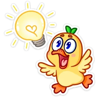 ☝️ pato, pássaro, fofo, animal, lâmpada, coração, ideia telegram sticker