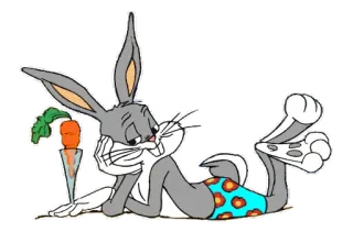 ⛱ Bugs Bunny Dibujo animado, Conejo, Zanahoria, Perezoso, Relajante telegram sticker