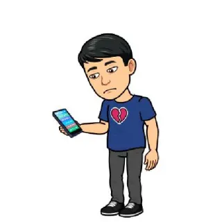 🌝 triste, Bitmoji, corazón roto, dibujos animados, móvil telegram sticker