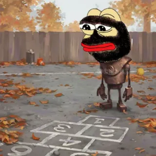 🐸 Pepe the Frog Pepe, frog, robot, meme, hopscotch, fall, leaves telegram sticker