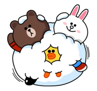 👪 น่ารัก, หมี, กระต่าย, เป็ด, การ์ตูน telegram sticker