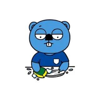 🤓 gopher, cleaning, dishes, cute, cartoon, animal telegram sticker