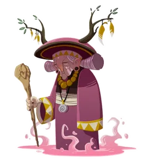 👩 witch, magic, staff, fantasy, elder, antlers, forest telegram sticker