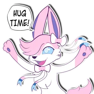😸 Sylveon Pokémon HUG TIME! pokemon, sylveon, ôm, dễ thương, thân thiện telegram sticker