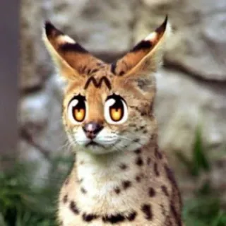 👀 Katze, Serval, Anime Augen, süß, Tier whatsapp sticker