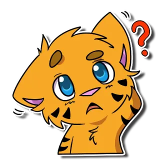 🤔 gato, adesivo, laranja, ponto de interrogação, confuso, animal, desenho animado telegram sticker