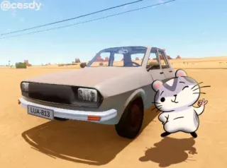 🚘 卡通, 动物, 仓鼠, 汽车, 沙漠 telegram sticker