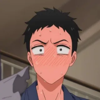 😳 Anime, Mann, Gesicht, Schweiß, verlegen, Cartoon telegram sticker