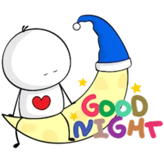 🌙 Good Night goedenacht, maan, slaap, sterren, cartoon, nacht telegram sticker
