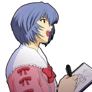 😄 Rei Ayanami Neon Genesis Evangelion animé, fille, art, dessin, manga telegram sticker