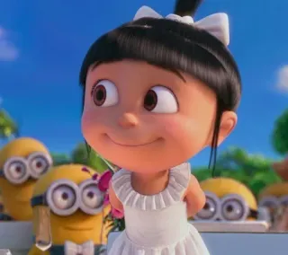 😊 Agnes Despicable Me cartoon, girl, dress, minions, cute, animated telegram sticker