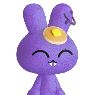 🟣 кролик, блин, милый, мультик, фиолетовый, животное, еда whatsapp sticker