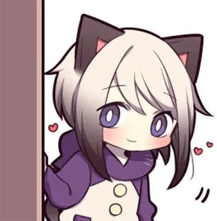 🙂 Anime, Chat, Kawaii, Mignon, Coeurs, Chibi whatsapp sticker