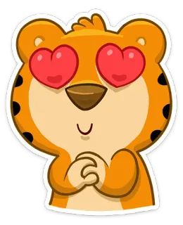 😍 호랑이, 사랑, 하트, 동물, 귀여운, 이모티콘 telegram sticker